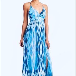Athleta Blue & White V Neck Maxi Dress Size M